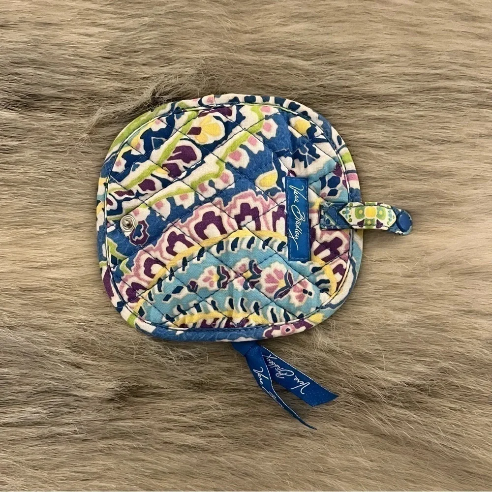 VERA BRADLEY Capri Blue Travel Jewlery Case Green Purple Paisley Semi-Circle